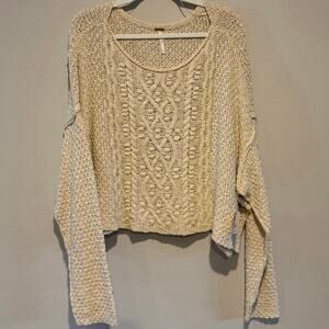 Free People XL Cable Knit Crew Sweater
